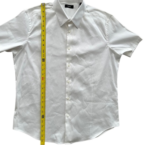 Theory Sylvain White Short Sleeve Slim Fit Button Down Shirt SZ XL Luxury NWT - Picture 6 of 8